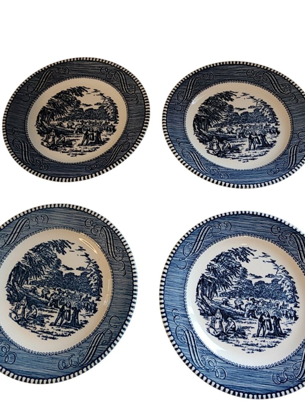 Vintage Royal China Currier & Ives Blue and White Bread and Butter Plates